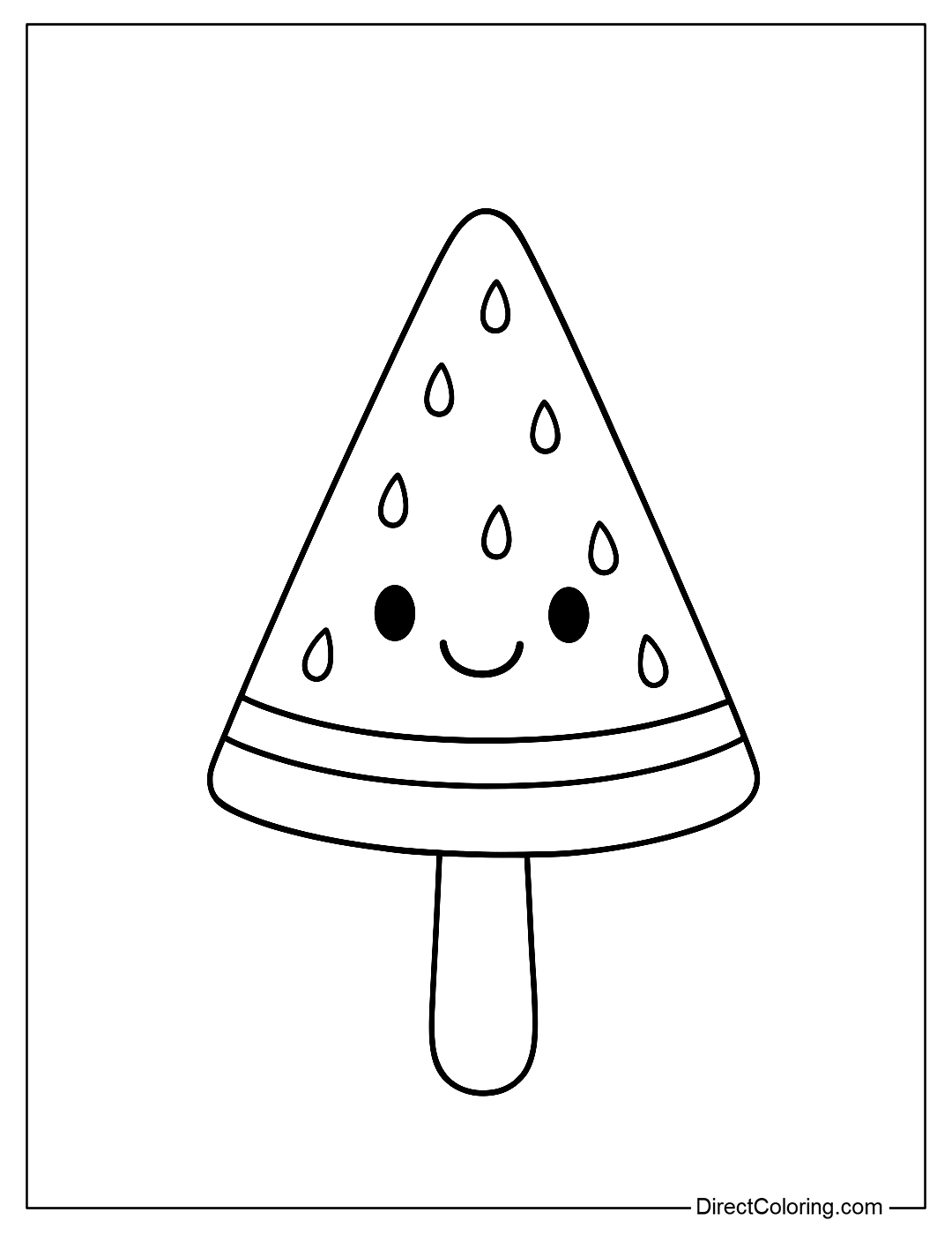 Cute Watermelon Ice Pop Coloring Page